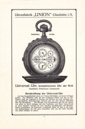 Glashütter Universal-Uhr - ve své době nejsložitější hodinky s 18 komplikacemi.
